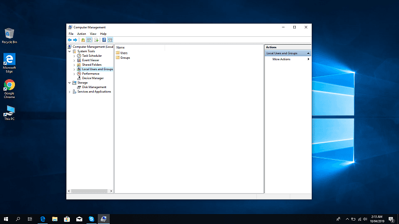 click local users and groups in windows 10