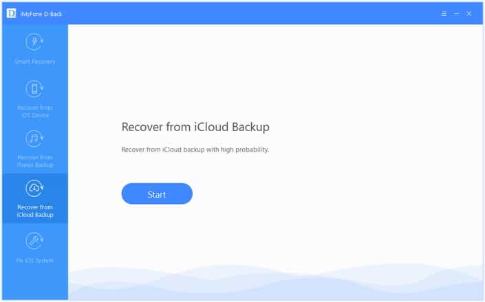 iMyFone D-Back - recover from icloud backup