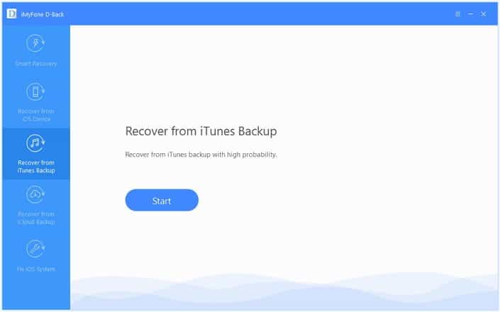 iMyFone D-Back - recover from iTunes backup