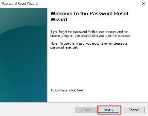 password reset wizard in windows 8
