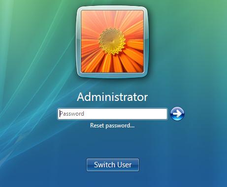 reset password option in windows vista