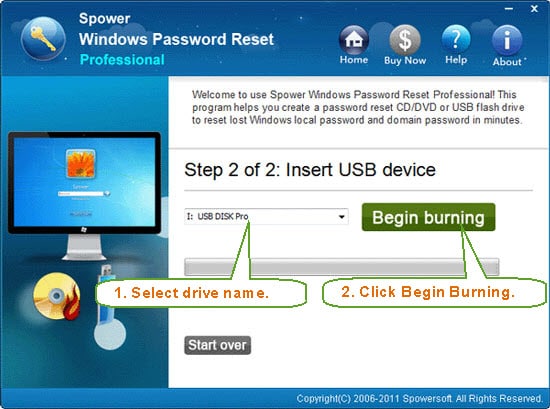 Burning a password reset disk
