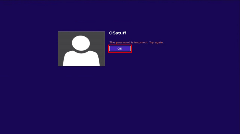 the password is incorrect in windows 8