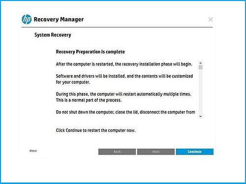 continue recovery manager in windows 10/8