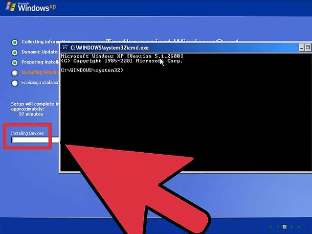 press shift f10 to open a command prompt in windows 10