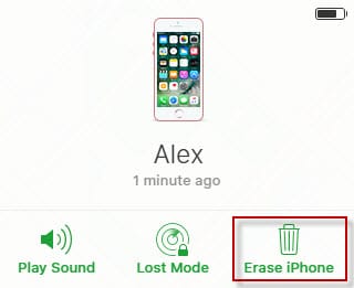 Click Erase iPhone Button for iPhone 8