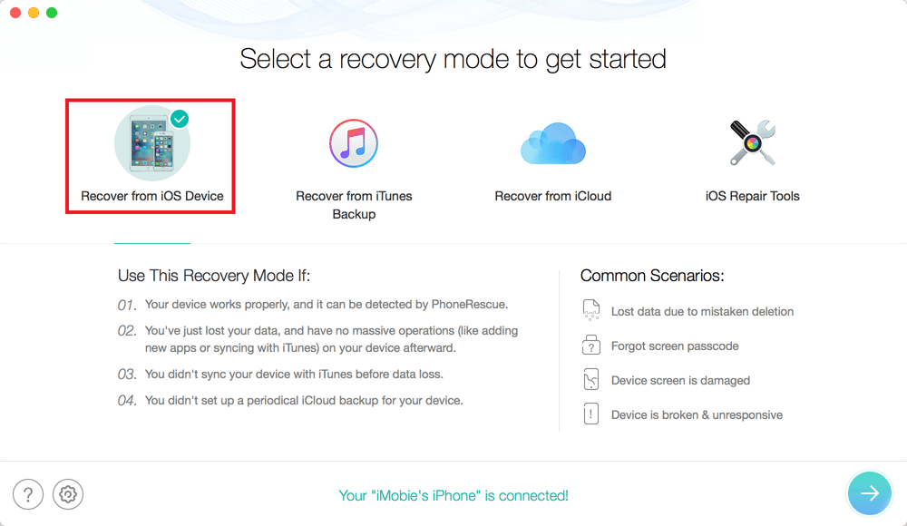 phonerescue recover data from ios device