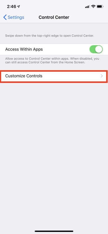 click on customize controls