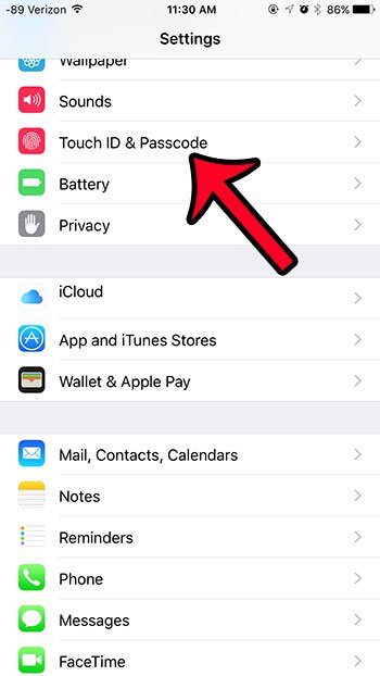 click on touch id&passcode option in settings