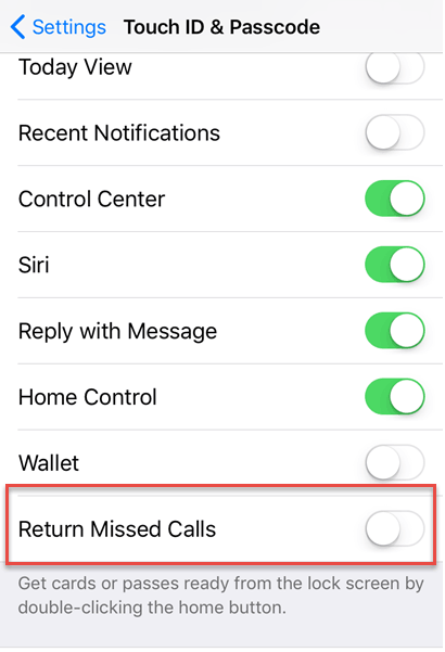 turn off the return missed calls option