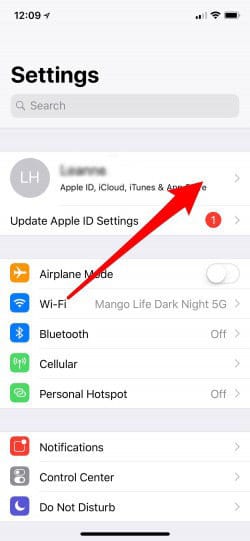 apple id icloud itunes app store option in settings