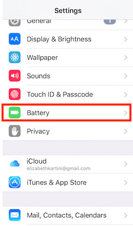 go to settings battery in iphone