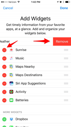remove widgets from iphone