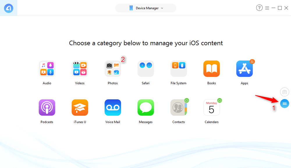 anytrans choose category to manage ios content