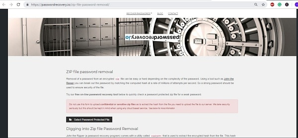 password.io zip password recovery online
