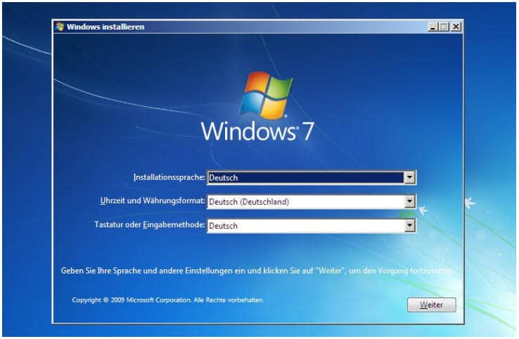 Einstellungen Windows 7