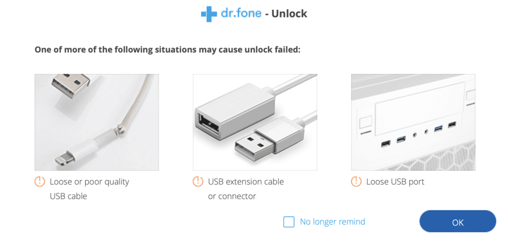 drfone unlock situations may cause unlock failed