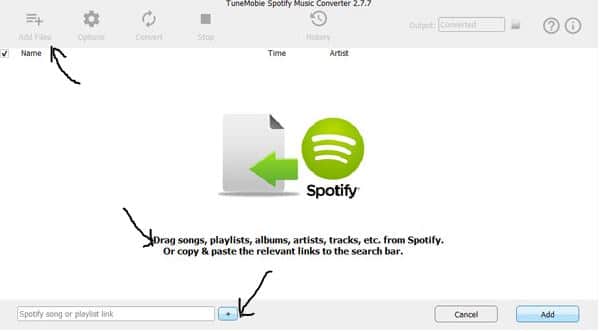 Add Files in TuneMobile spotify music converter