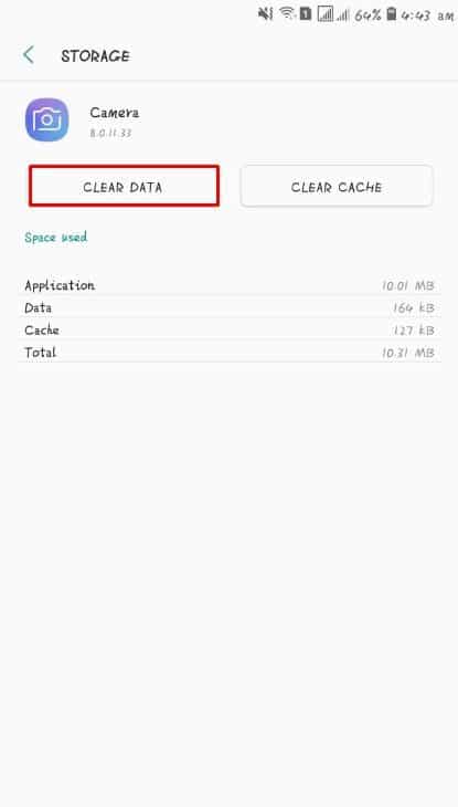 clear data for android camera