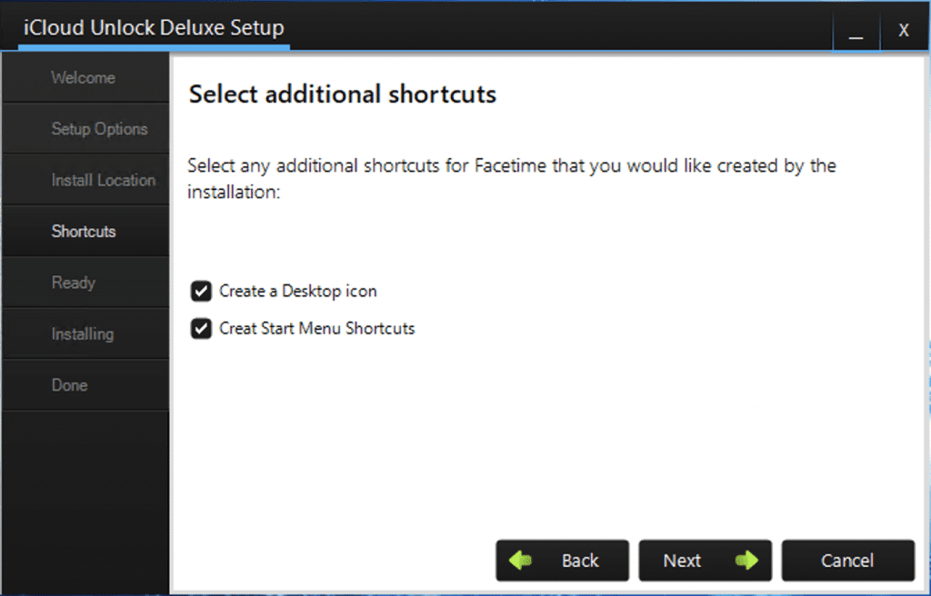 Icloud unlock deluxe setup select shortcuts