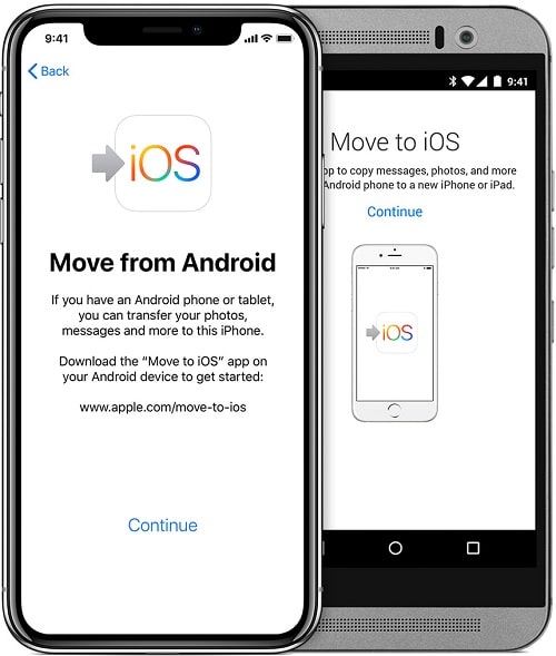 Click the Continue button to continue the process of move to ios