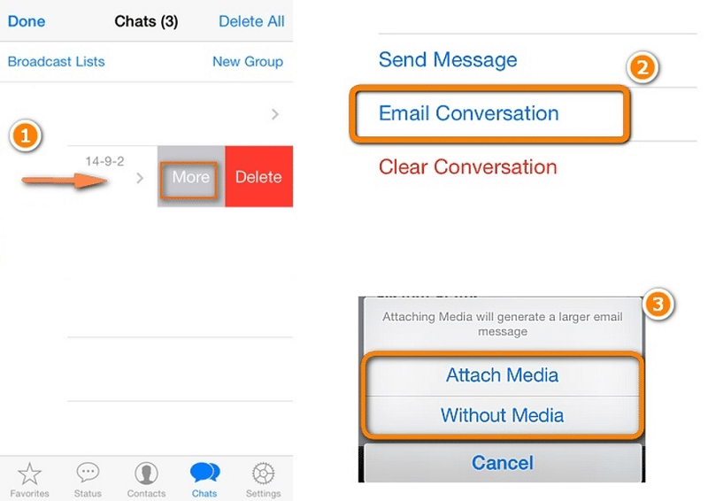 transfer whatsapp chat from iphone to android using email chat
