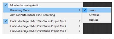 Mixcraft 9 – recording mode options