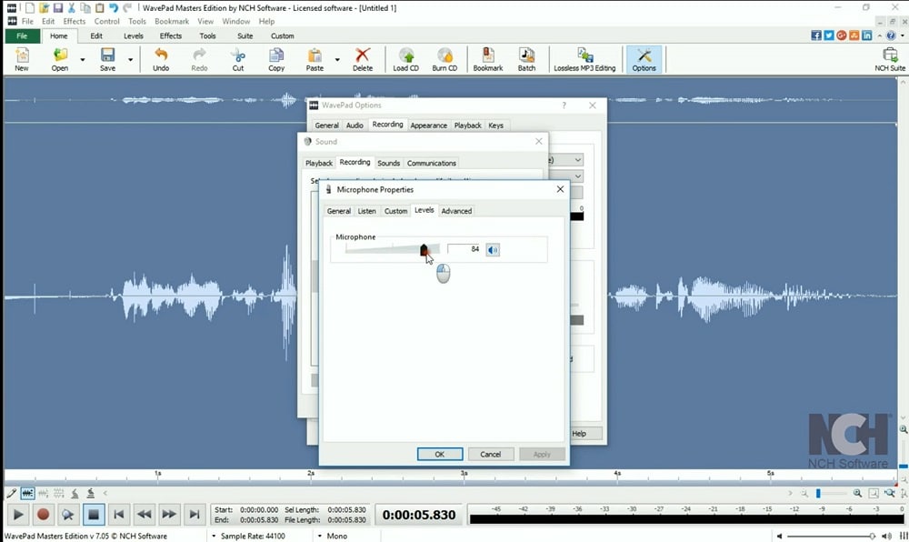 WavePad Sound Editor – increase microphone sound levels