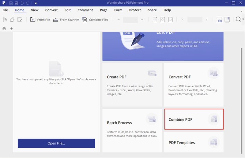 PDFelement – Combine PDF from the Main Screen