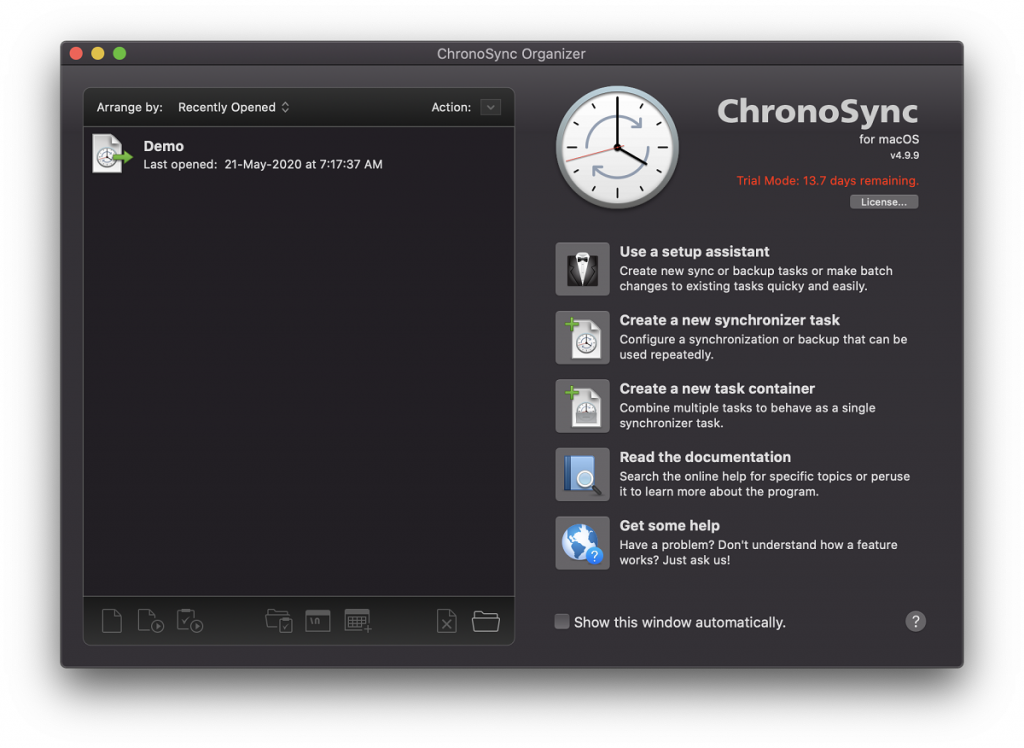ChronoSync for Mac User Interface