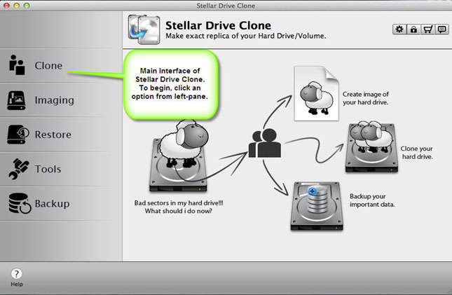 Stellar Drive Clone Main Interface