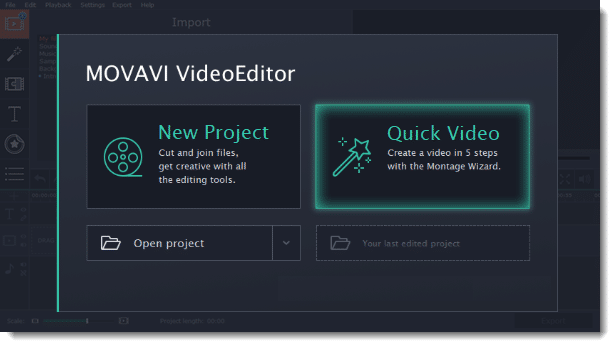 Movavi Video Editor – main screen
