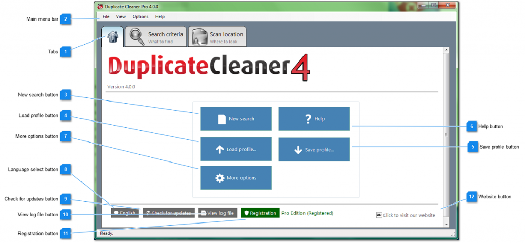 Duplicate Cleaner Pro – home screen