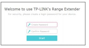 TP-Link AC2600 WiFi Extender – choose a password for the setup process