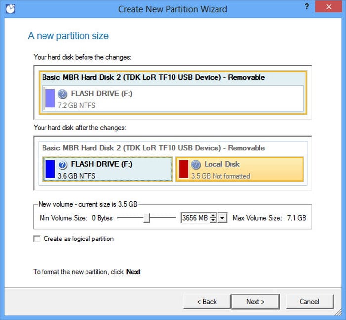 Paragon Drive Copy – create new partition wizard