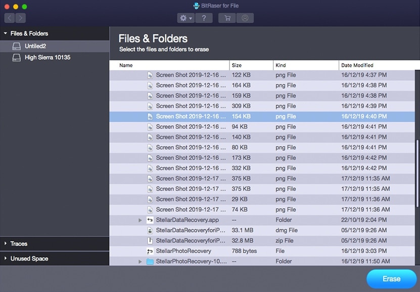 BitRaser File Eraser for Mac Selected Files