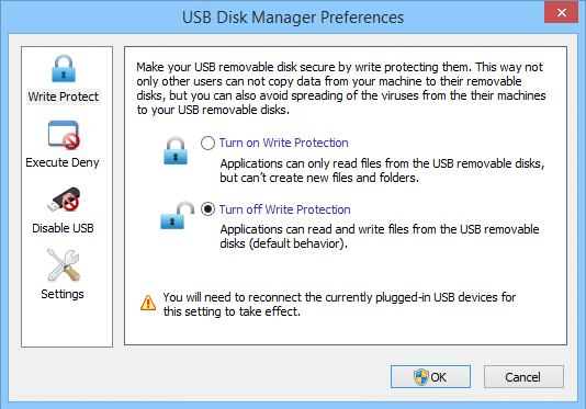 USB Disk Manager – writing protection