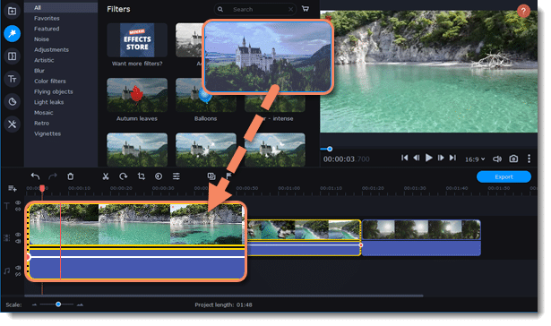 Movavi Video Editor – add filters to video